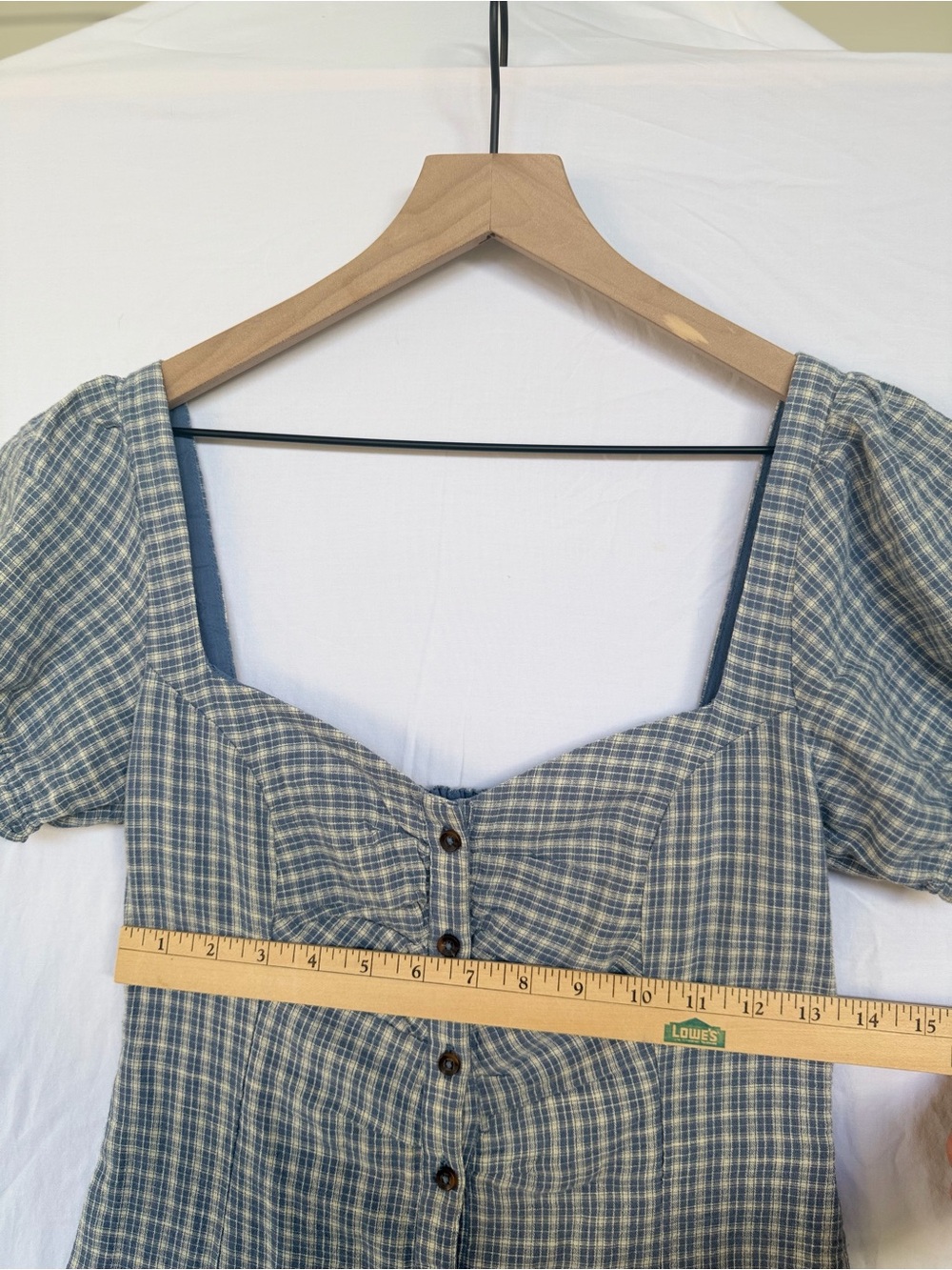 Kimchi Blue Gingham Milkmaid Cottagecore Mini Dress M 100% Cotton - Picture 4 of 6
